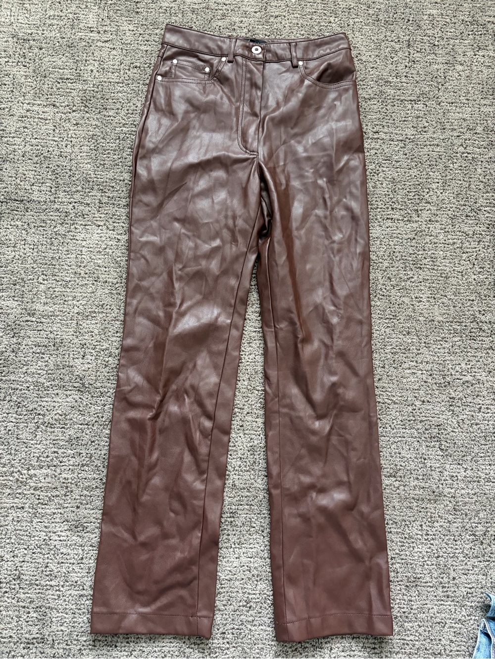 7 For All Mankind Brown Faux Leather Waistband Pants